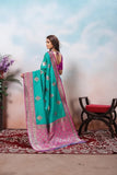 Traditional Soft Silk Jacquard Border Contras Sari With Blouse 11-VF image 10