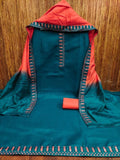 Women's Slub Cotton Tie Work Wedding Festival Wear Top Bottom & Dupatta 12-VF image 5