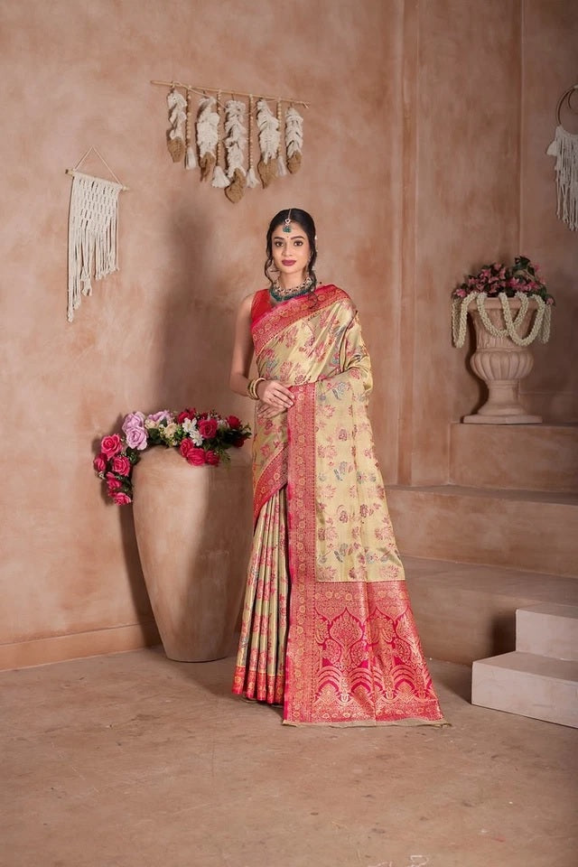 Pure Tissue Traditional Wear Wedding Festival Saree With Blouse 11-VF image 2