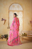 Traditional Colourful Pure Linen Digital Print Saree With Blouse11-VF image 7