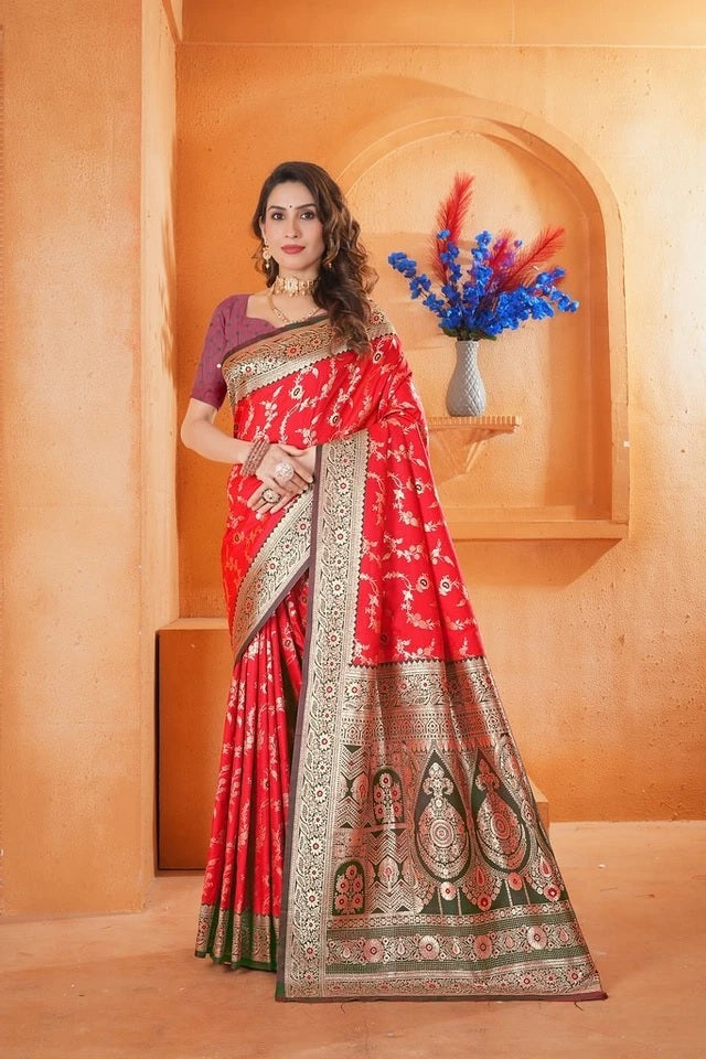 Soft Silk Weaving Saree With Banarasi Jari Work Designer With Blouse 11-VF image 2