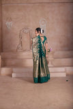 Women's Soft Silk Weaving Banarasi Jari Work Wedding Wear Sari With Blouse 11-VF image 7
