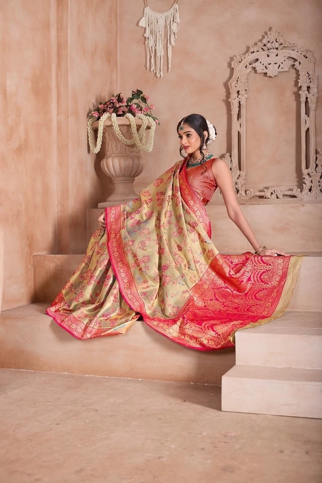Pure Tissue Traditional Wear Wedding Festival Saree With Blouse 11-VF image 7