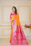 Traditionl Soft Silk Weaving Saree With Banarasi Jari Work With Blouse11-VF image 3