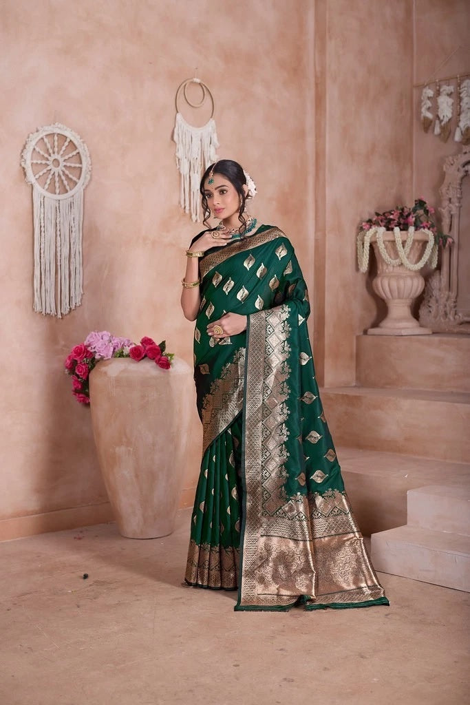 Traditional Soft Silk Indian Designer Festival Sari With Blouse 11-VF image 3