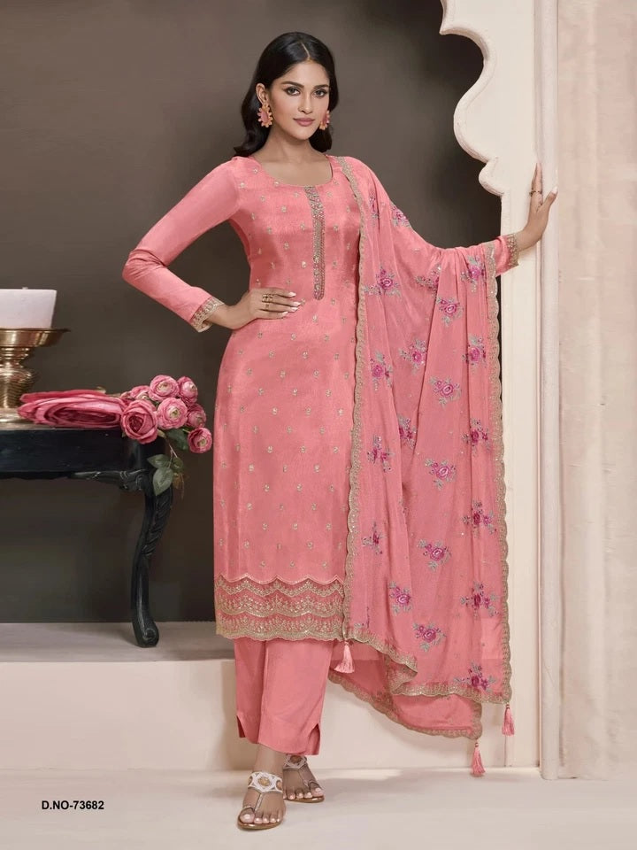 Heavy Monga Silk Designer Traditional Wear Top Bottom With Dupatta 12-RD image 3