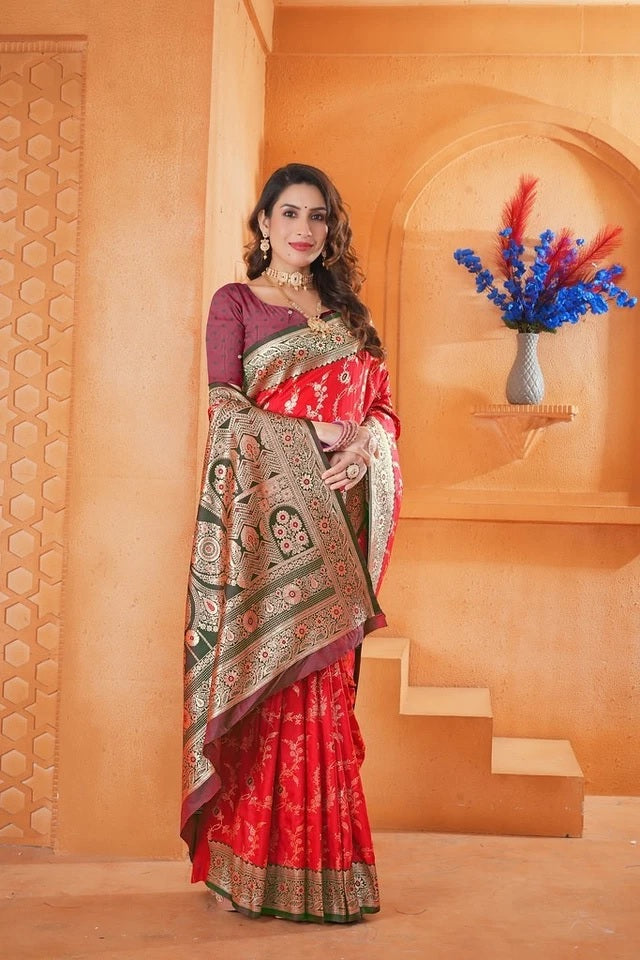Soft Silk Weaving Saree With Banarasi Jari Work Designer With Blouse 11-VF image 11