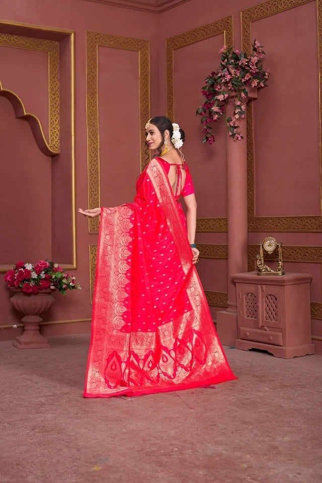 Traditional Soft Silk Weaving Banarasi Wedding Wear Sari With Blouse 11-VF image 7