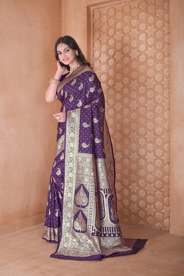 Soft Silk Saree Weaving Banarasi Traditional Wear Sari With Blouse 11-VF image 3