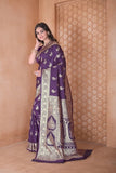 Soft Silk Saree Weaving Banarasi Traditional Wear Sari With Blouse 11-VF image 3