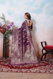 Women's Classic Soft Silk Weaving Banarasi Jari Work Sari With Blouse11-VF image 7
