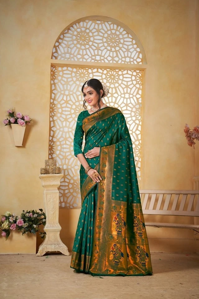 Pethani Silk With Fancy Pallu Traditional Wear Saree With Blouse 11-VF image 3
