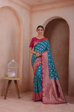 Indian Soft Silk Weaving Saree With Banarasi Jari Work With Blouse 11-VF image 3