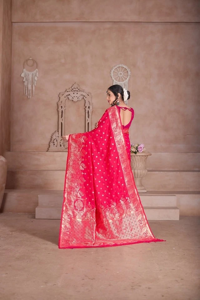 Wedding Soft Silk Banarasi Jari Work Festival Wear Sari With Blouse11-VF image 7