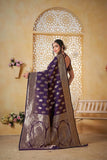 Festival Soft Silk Weaving Banarasi Jari Work Wedding Wear Sari With Blouse11-VF image 7