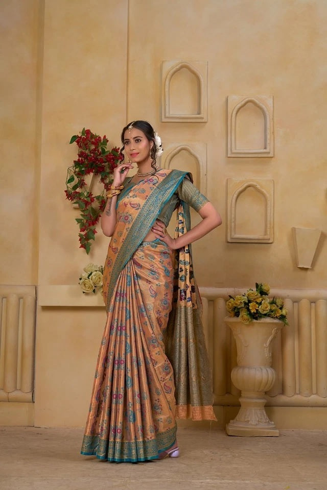 Festival Traditional Wear Designer Pure Tissue Saree With Blouse 11-VF image 5