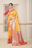 Wedding Soft Silk Saree Weaving Heavy Banarasi Pallu With Blouse 11-VF image 5