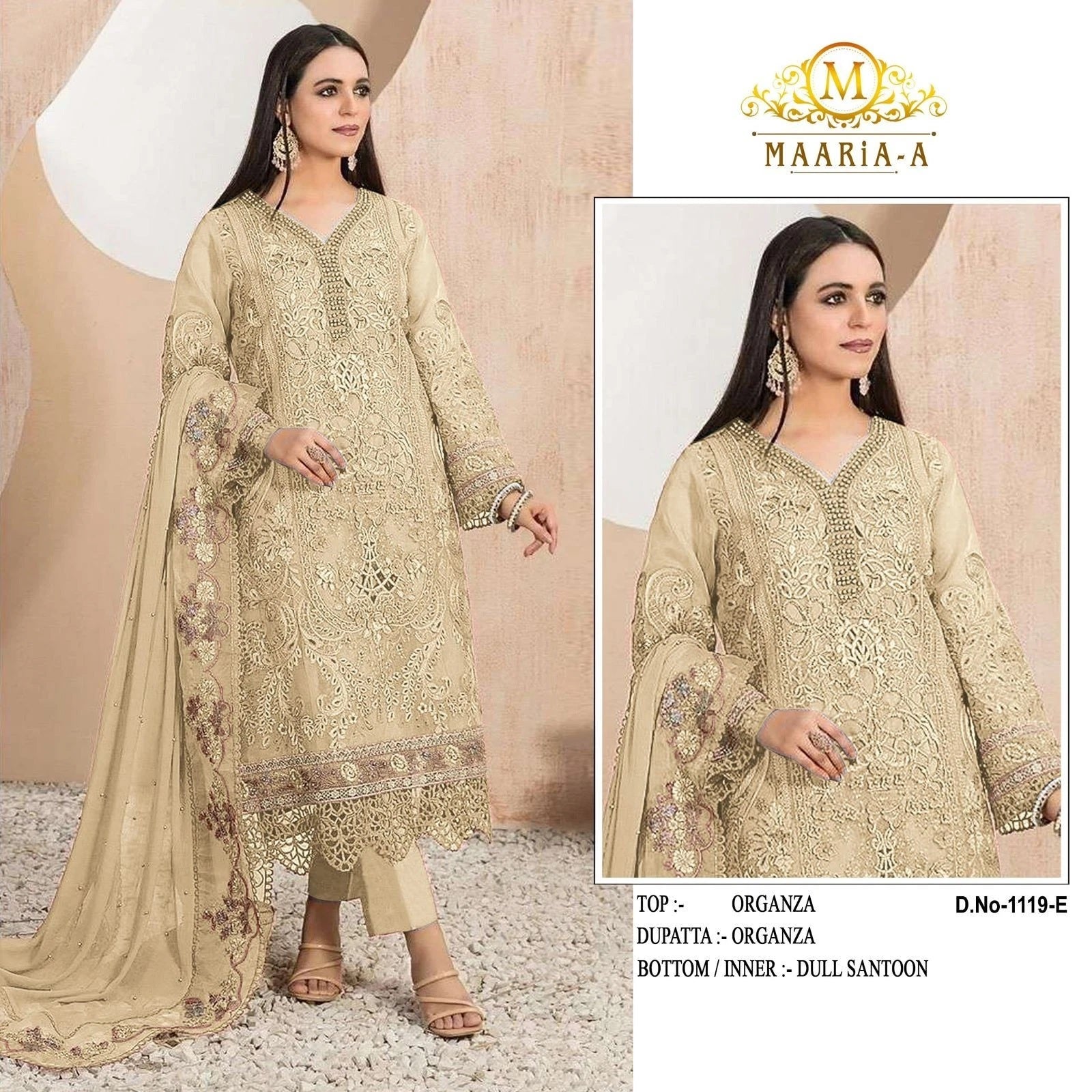 Classic Heavy Organza With Embroidery Work Top Bottom & Dupatta For Womens 12-RD image 5