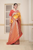 Wedding Soft Silk Saree Weaving Heavy Banarasi Pallu With Blouse 11-VF image 6