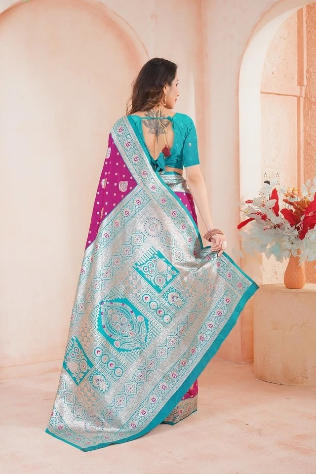 Elegant Soft Silk Weaving Saree With Banarasi Jari Work With Blouse 11-VF image 11