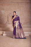 Women's Soft Silk Weaving Banarasi Jari Work Wedding Wear Sari With Blouse 11-VF image 3