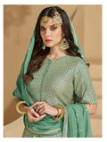 Real Georgette Traditional Wedding Wear Top Lehenga/Palazzo & Duppatta 12-RD image 6