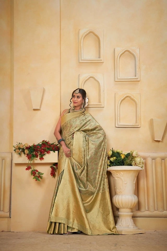 Indian Pure Tissu Traditional Wedding Festival Saree With Blouse 11-VF image 7