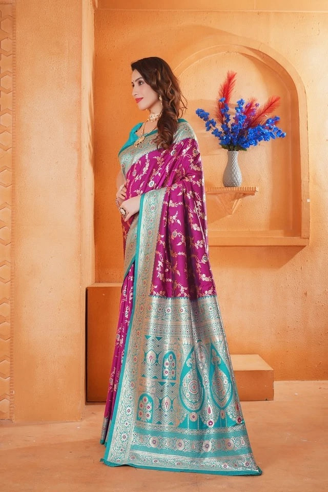 Soft Silk Weaving Saree With Banarasi Jari Work Designer With Blouse 11-VF image 3