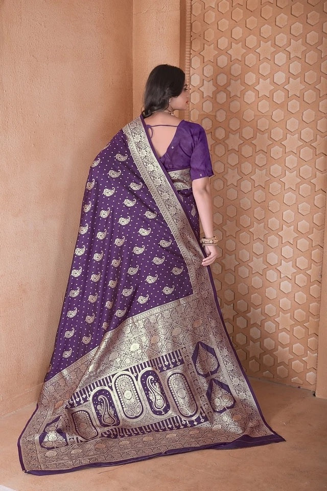 Soft Silk Saree Weaving Banarasi Traditional Wear Sari With Blouse 11-VF image 11