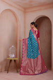 Indian Soft Silk Weaving Saree With Banarasi Jari Work With Blouse 11-VF image 11