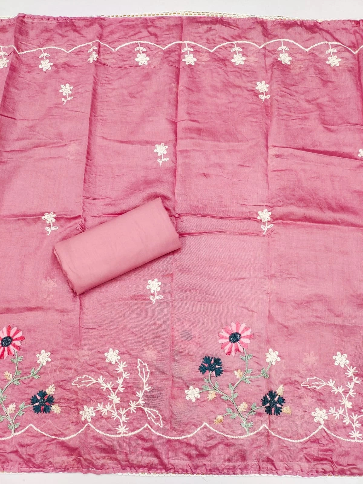 Fancy Traditional Beautiful Roman Silk Designer Top Bottom & Dupatta 12-VF image 8