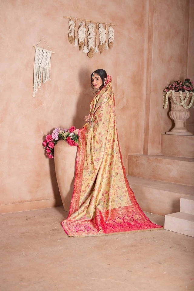 Pure Tissue Traditional Wear Wedding Festival Saree With Blouse 11-VF image 8