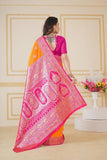 Traditionl Soft Silk Weaving Saree With Banarasi Jari Work With Blouse11-VF image 11