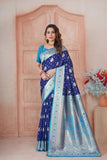 Elegant Soft Silk Weaving Saree With Banarasi Jari Work With Blouse 11-VF image 4