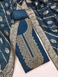 Traditional Wedding Wear Indian Roman Silk Designer Top Bottom & Dupatta 12-VF image 8