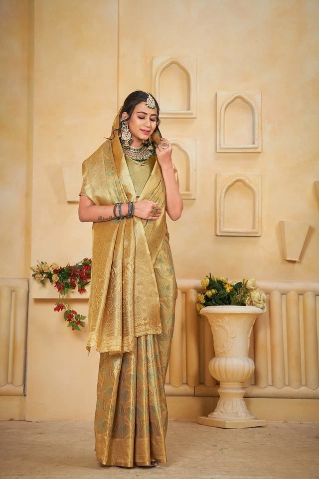 Indian Pure Tissu Traditional Wedding Festival Saree With Blouse 11-VF image 3