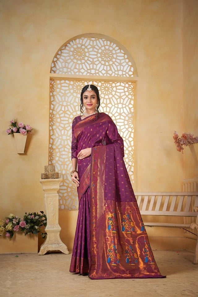 Pethani Silk With Fancy Pallu Traditional Wear Saree With Blouse 11-VF image 4