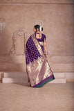 Women's Soft Silk Weaving Banarasi Jari Work Wedding Wear Sari With Blouse 11-VF image 8