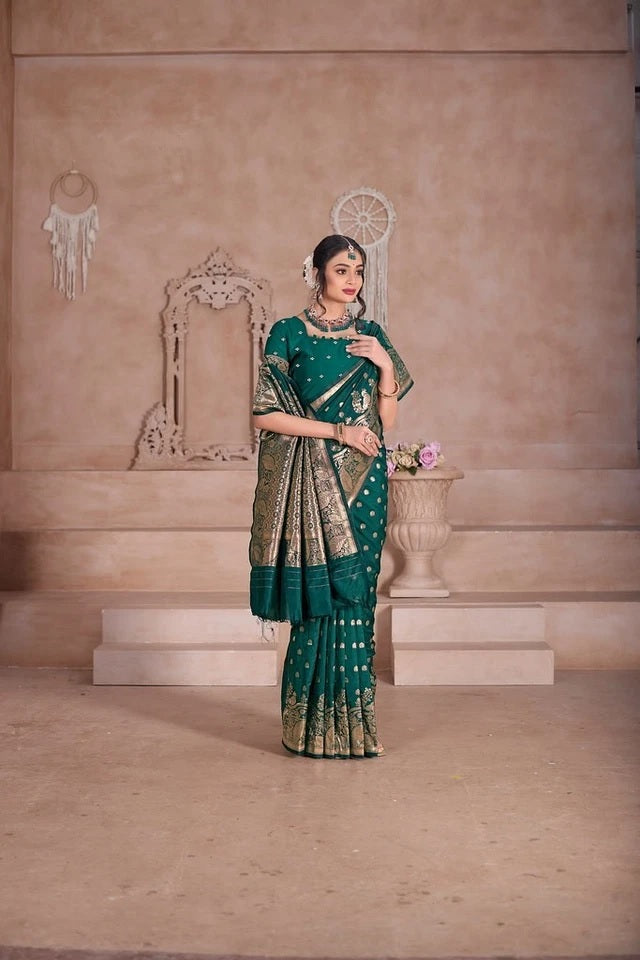Wedding Soft Silk Banarasi Jari Work Festival Wear Sari With Blouse11-VF image 8