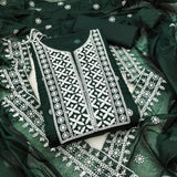 Traditional Wedding Wear Designer Indian Chanderi Work Top Bottom&Dupatta 12-VF image 2