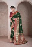 Traditional Soft Silk Weaving Heavy Banarasi Pallu Sari With Blouse 11-VF image 4