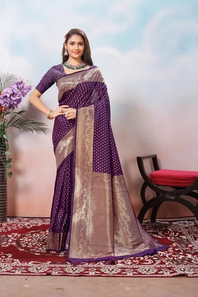 Traditional Soft Silk Indian Designer Festival Sari With Blouse 11-VF image 3
