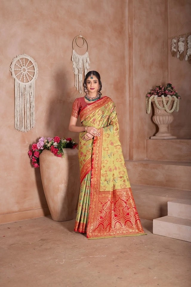 Pure Tissue Traditional Wear Wedding Festival Saree With Blouse 11-VF image 3
