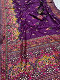 Pure Soft Rajwadi Pashmina Silk Weaving Saree Traditional Sari With Blouse 11-SS image 4