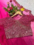 Classic Heavy Faux Georgette Dark to Light Shaded Saree With Blouse 11-RV image 8