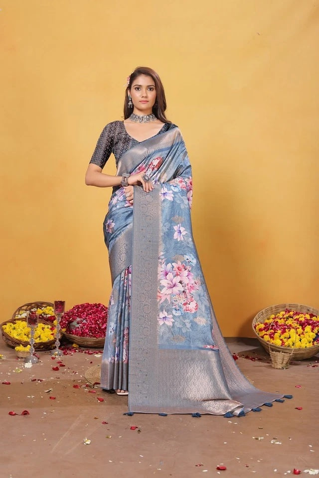 Soft Bamber Weaving Rich Pallu Traditional Wear Sari With Blouse 11-VF image 3