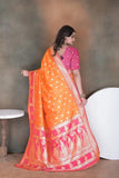 Elegant Soft Silk Saree Weaving Heavy Banarasi Pallu Sari With Blouse 11-VF image 7