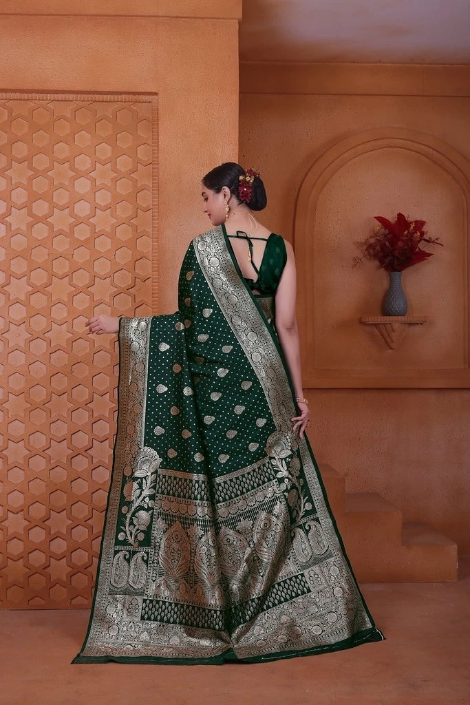Wedding Designer Soft Silk Weaving Banarasi Sari With Blouse 11-VF image 12
