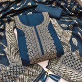 Traditional Wedding Wear Indian Roman Silk Designer Top Bottom & Dupatta 12-VF image 4