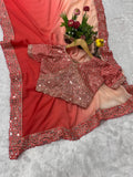 Classic Heavy Faux Georgette Dark to Light Shaded Saree With Blouse 11-RV image 9